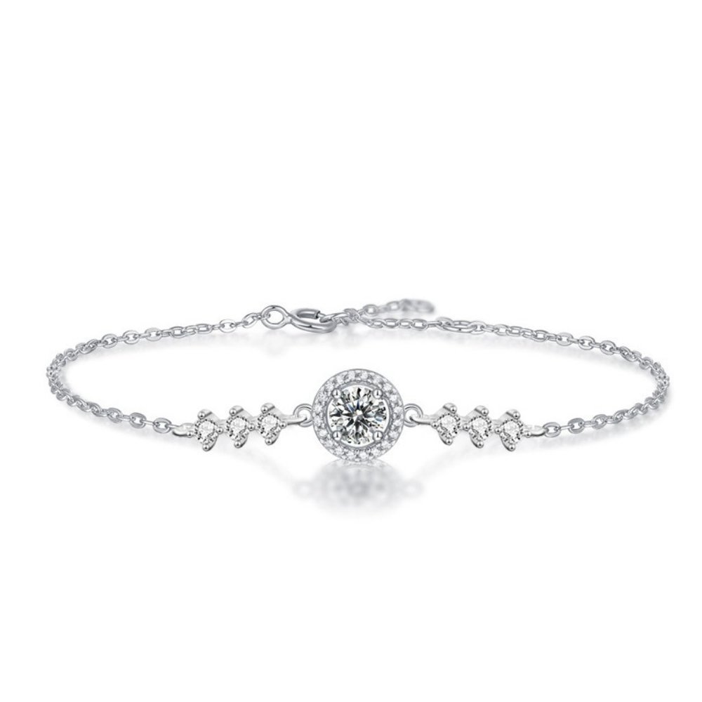 Certified 1ct. t.w. Moissanite Diamond Round Halo Bracelet NEW - Picture 6 of 11